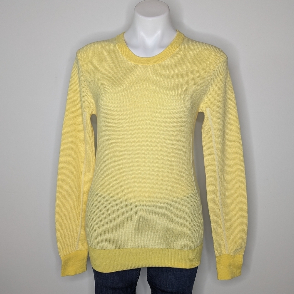 NWT Banana Republic Yellow Waffle Knit Long Sleeve Crew Neck Sweater XS